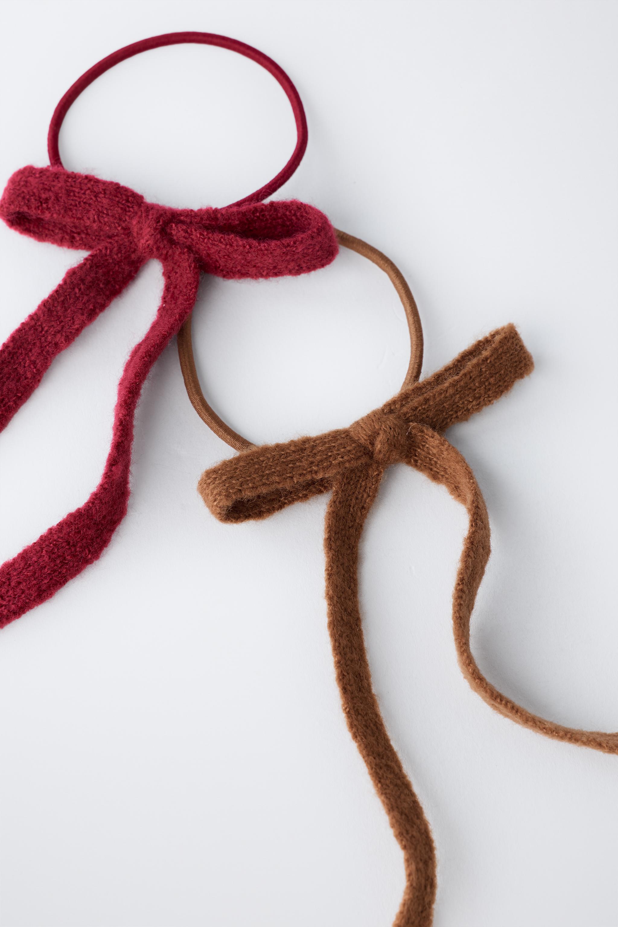 FOUR-PACK OF KNITTED BOW HAIR TIES